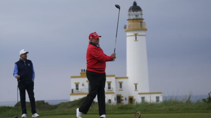 Donald Trump at his Turnberry golf course in Scotland