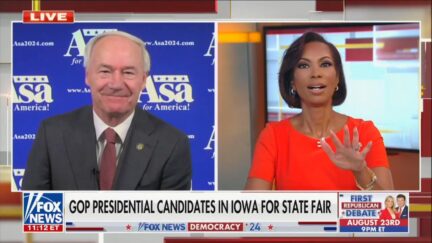 Asa Hutchinson and Harris Faulkner