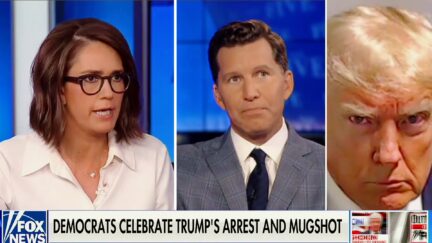 Jessica Tarlov Will Cain Trump mugshot split image