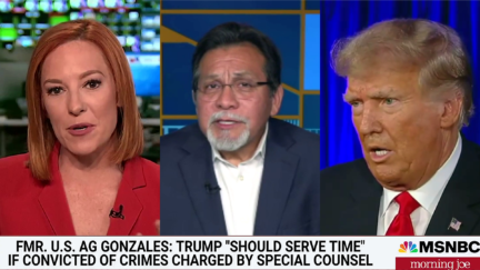 Jen Psaki Alberto Gonzales Donald Trump split image