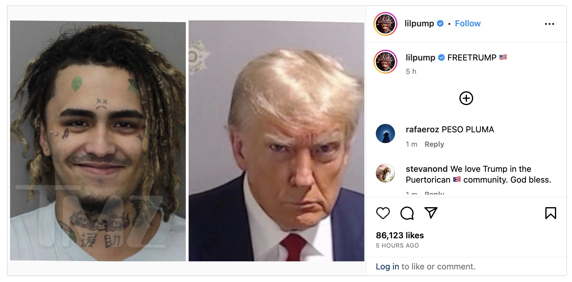 Rapper Lil Pump Posts Mugshot in Solidarity With Trump: 'FREETRUMP'