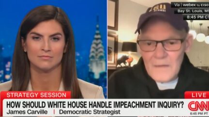 Kaitlan Collins and James Carville