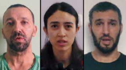 Noa Argamani, 26, Yossi Sharabi, 53, and Itai Svirsky, 38,