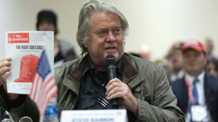 Former White House adviser Steve Bannon speaks during the Conservative Political Action Conference at the National Harbor, Wednesday, Feb. 21, 2024. in Oxon Hill, Md.