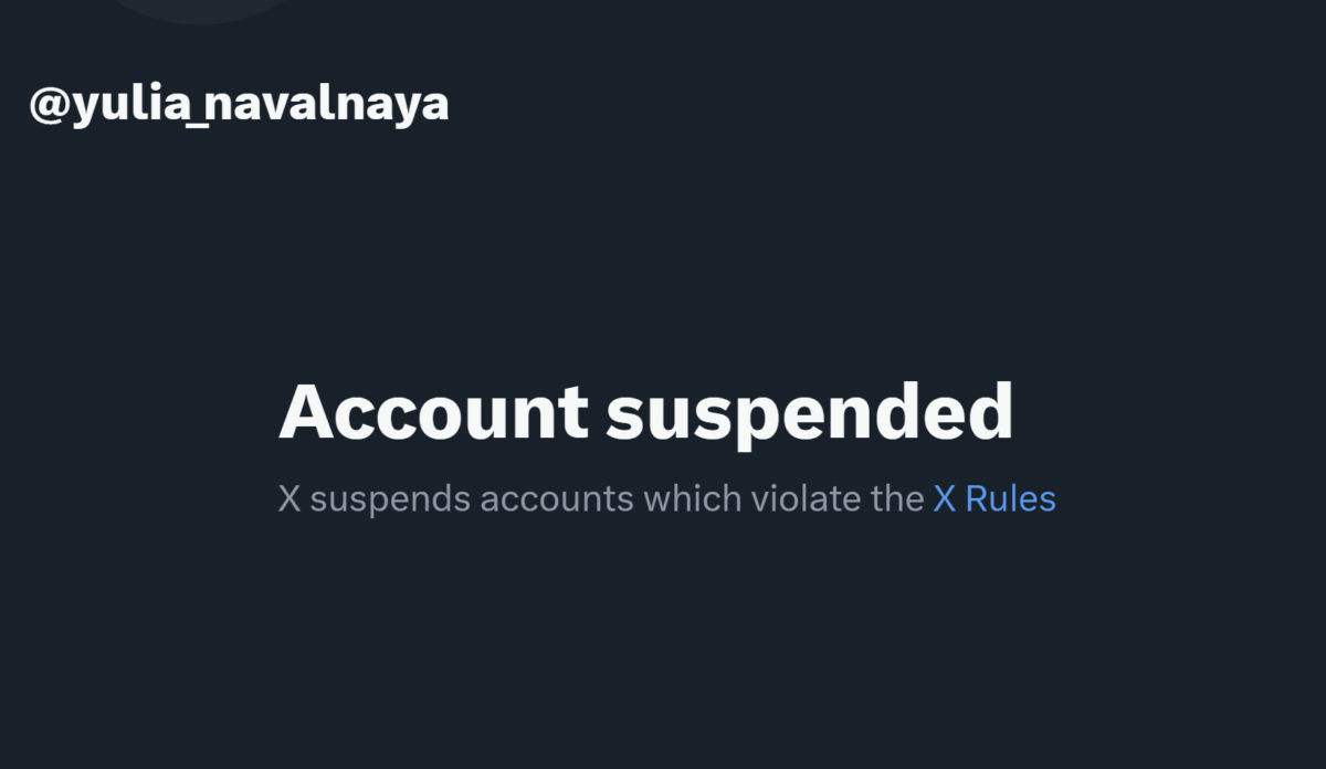 Yulia Navalnya's suspended Twitter/X account