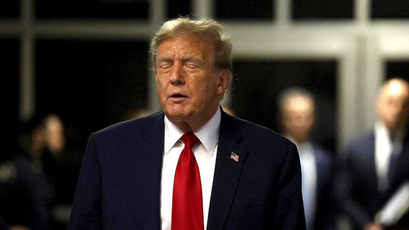 onald Trump leaves State Supreme Court in Manhattan, on Monday, April 15, 2024, in New York