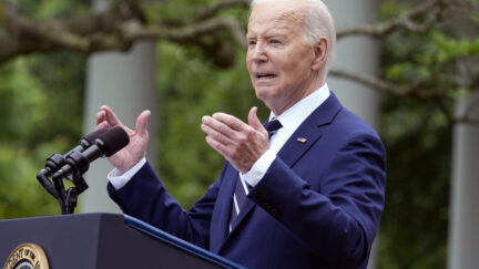 President Joe Biden speaks in the Rose Garden of the White House in Washington, Tuesday, May 14, 2024, announcing plans to impose major new tariffs on electric vehicles, semiconductors, solar equipment and medical supplies imported from China.