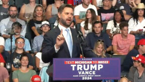 Republican Vice Presidential nominee JD Vance at first Trump rally since assassination attempt attempts clapback At Vice President Kamala Harris.
