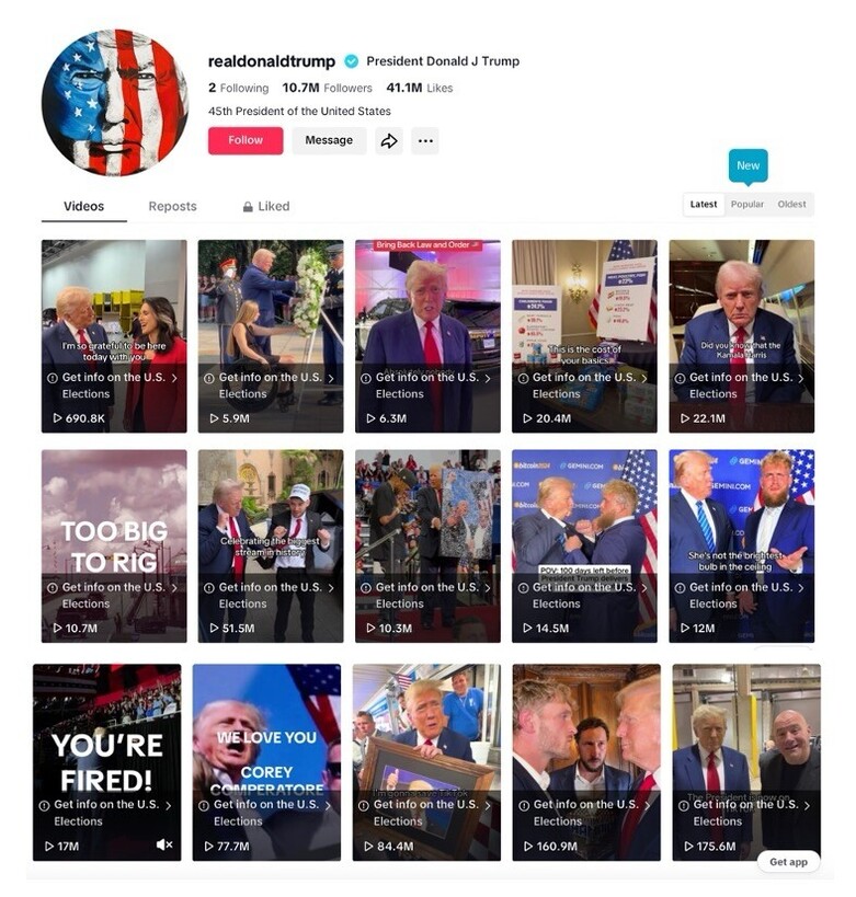 Trump Truth Social screenshot - media page