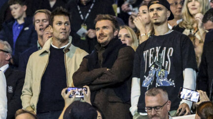 Tom Brady and David Beckham at the Birmingham vs. Wrexham match
