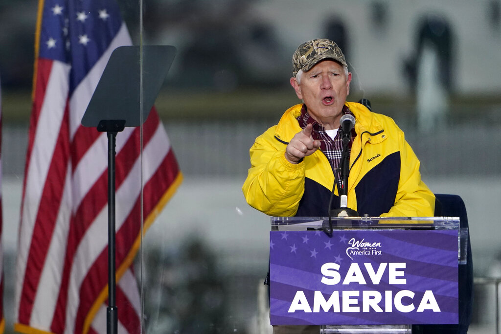 FILE - Rep. Mo Brooks, R-Ark., speaks Jan. 6, 2021, in Washington, at a rally in support of President Donald Trump called the "Save America Rally." Former President Donald Trump on Wednesday, March 23, 2022, rescinded his endorsement of Brooks in Alabama's U.S. Senate race.