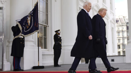 Joe Biden and Donald Trump leaving White House on Inauguration Day