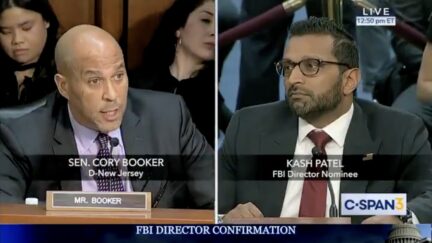 Corey Booker and Kash Patel at confirmation hearing