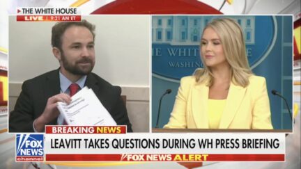 Zero Hedge reporter Liam Cosgrove and White House Press Secretary Karoline Leavitt