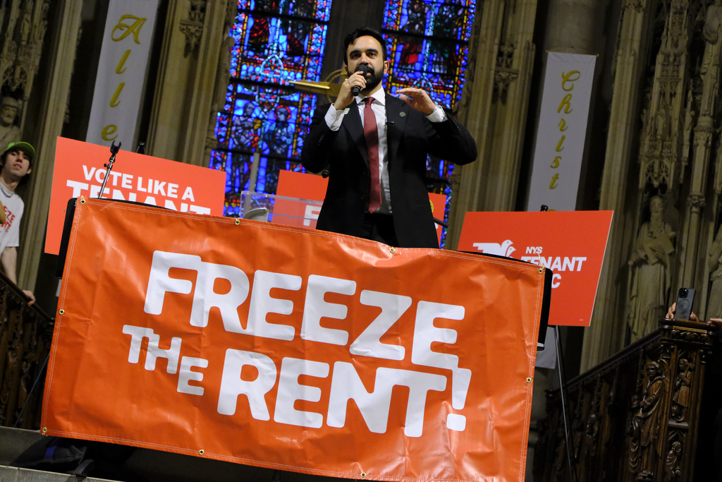 New York NY: May 15th 2025: Zohran Mamdani attends the Freeze The Rent rally at Riverside Church