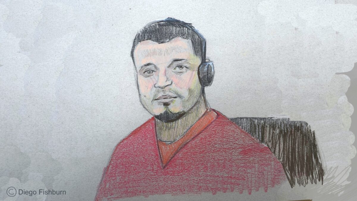 Courtroom sketch of Kilmar Abrego Garcia