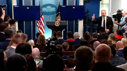 Hot Mic Catches MAGA Reporter Bragging 'Everyone Will Love' His Question At Bombshell Trump Presser