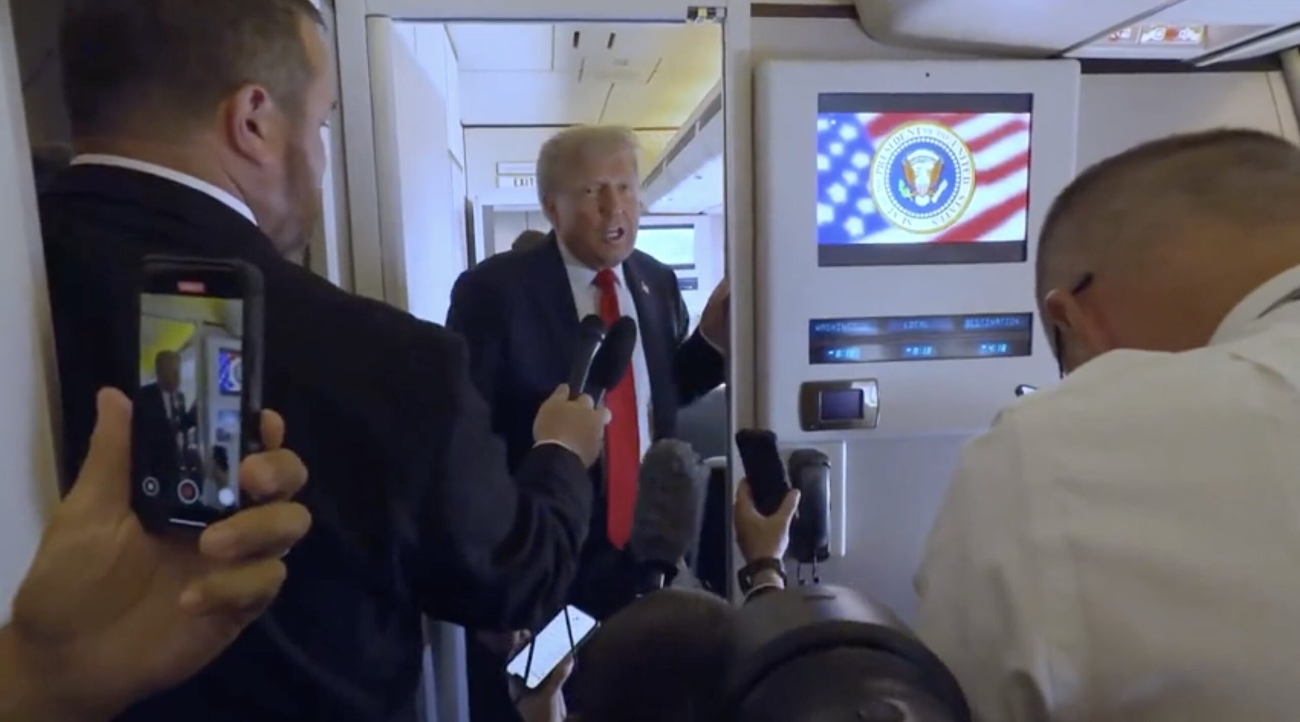 U.S. President Donald Trump aboard Air Force One.