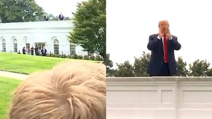 Trump Draws Huge Laugh From Reporters As He Traipses Across Roof Of White House