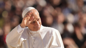 Pope Leo waving