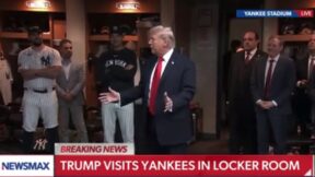 Trump in Yankees clubhouse