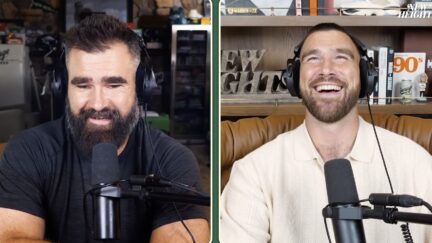 Jason and Travis Kelce laughing