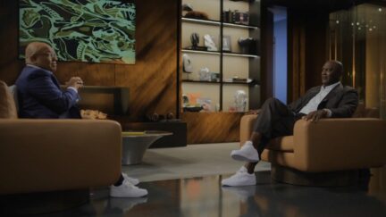 Mike Tirico and Michael Jordan
