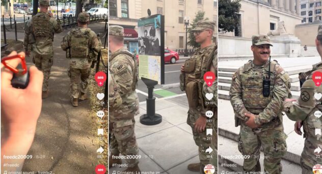DC protester playing Darth Vader theme at DC National Guard