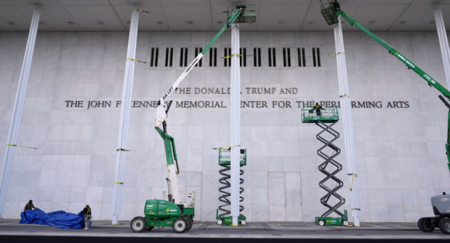 The Donald J. Trump and The John F. Kennedy Memorial Center For The Performing Arts new sign