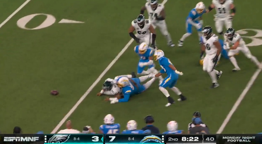 Jalen Hurts fumbling