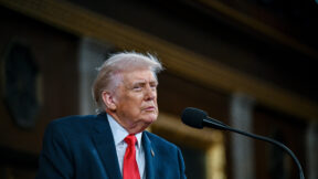 President Donald Trump delivers the State of the Union address to a joint session of Congress in the House chamber at the U.S. Capitol in Washington, Tuesday, Feb. 24, 2026.