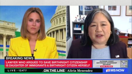 composite image left MS NOW's alicia menendez right cecilia wang of the ACLU