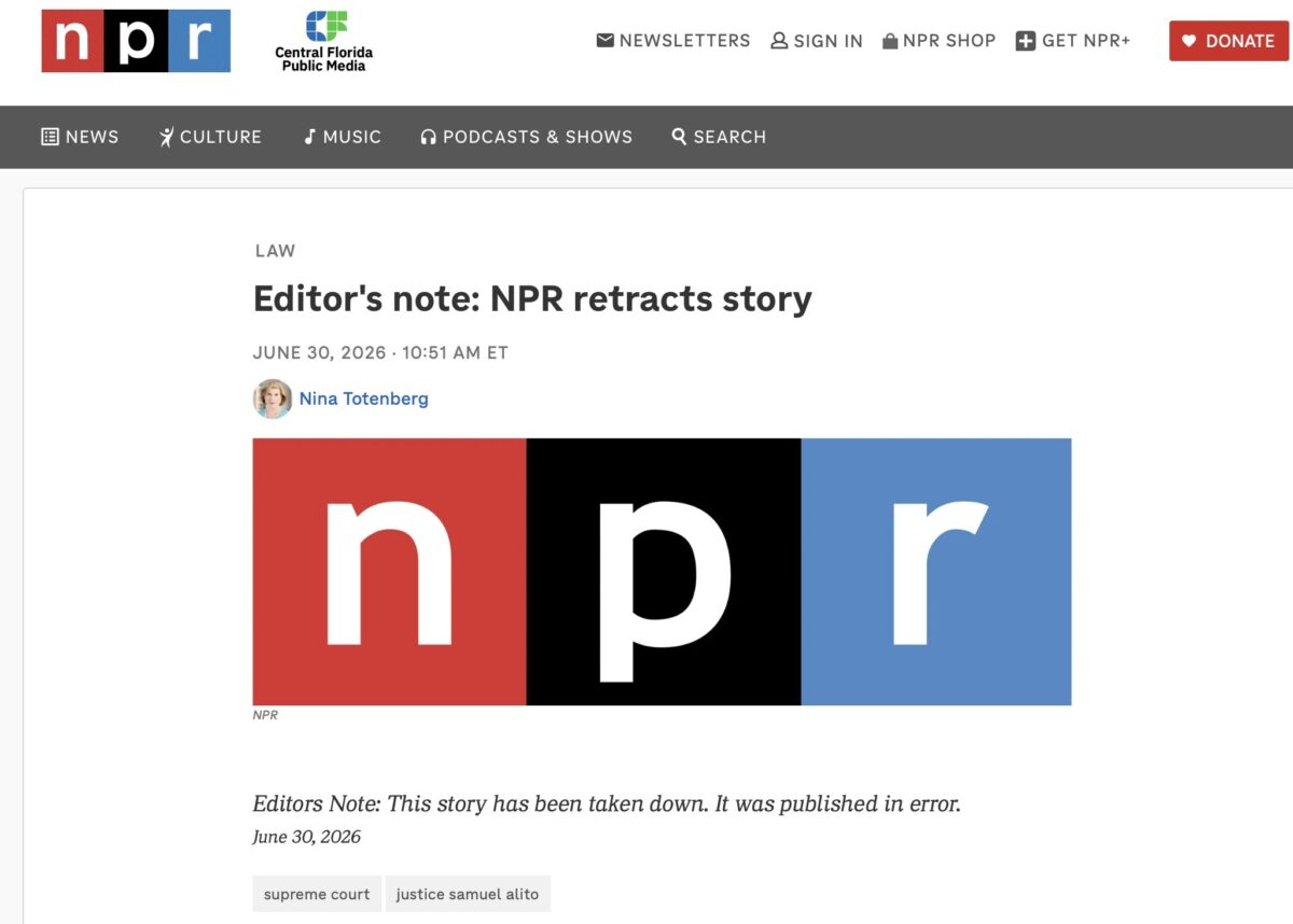 NPR editor's note on Alito article