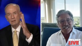 O'reilly and geraldo rivera in a split screen