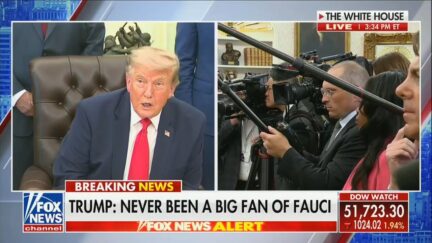 Trump takes questions on Dr. Anthony Fauci inside the White House