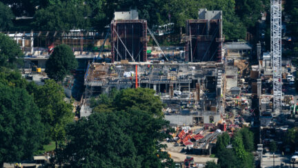 white house under construction for planned ballroom