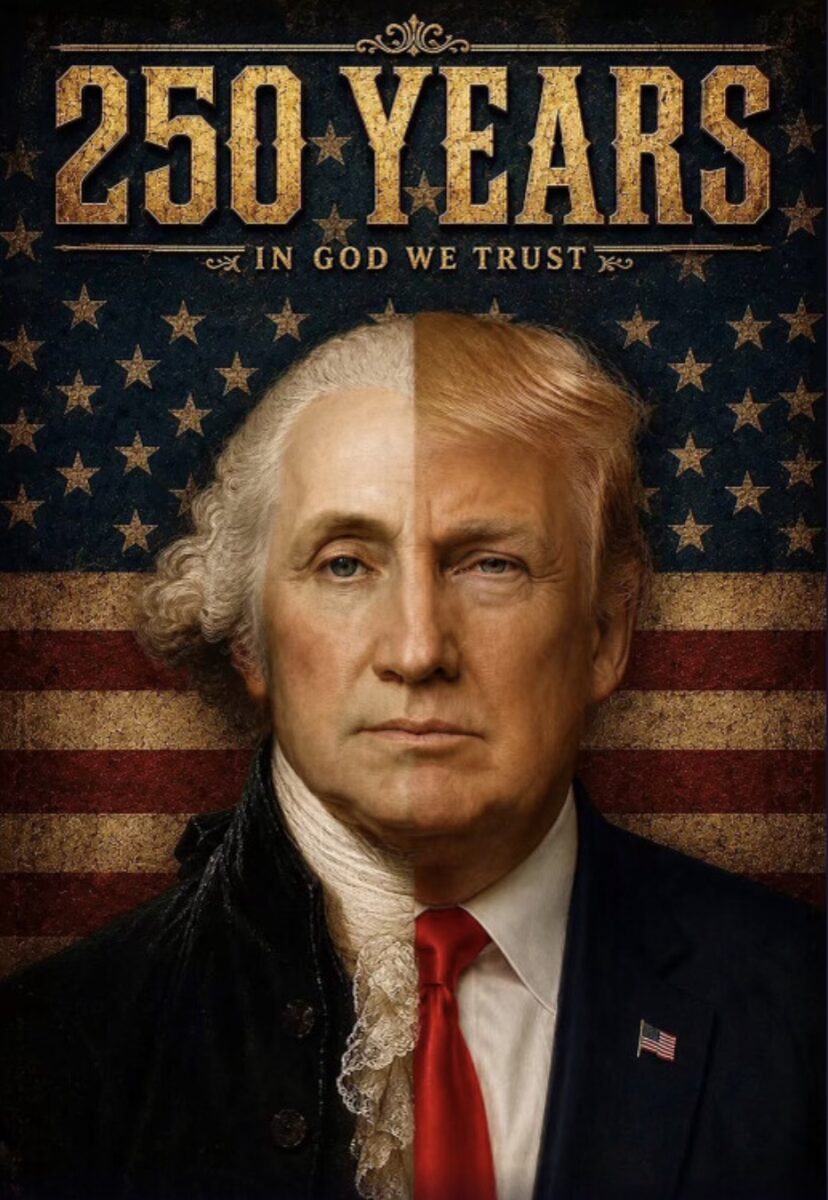 Donald Trump Truth Social post mashing his face with george washington