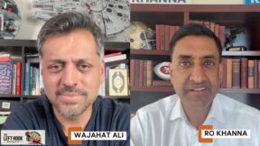 Ro Khanna on a split screen with wajahat ali