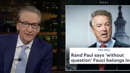 Bill maher with inset on screen of rand paul