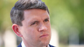 Democratic Senate candidate James Talarico listens to a question