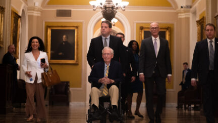 Sen. Mitch McConnell, R-Ky., arrives at the U.S. Capitol, Monday, Sept. 14, 2026, in Washington.