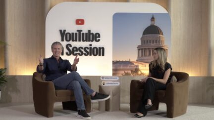 Shelby Church interviewing Gavin Newsom