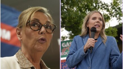 comp: darline graham at an event, left; annie andrews at an outdoor event holding a mic, right