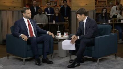 jd vance and tony dokoupil sit on the set